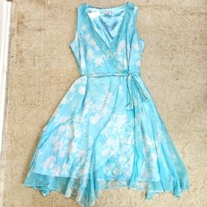 RARE ICE Dress Women Sz 16 Vintage Silk Y2K Floral Beaded Midi Date Fairycore